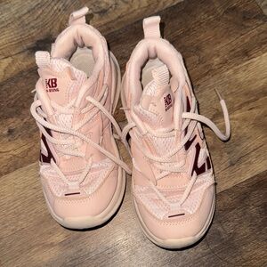 Kids Soft Pink Lace-Up Athletic Sneakers by